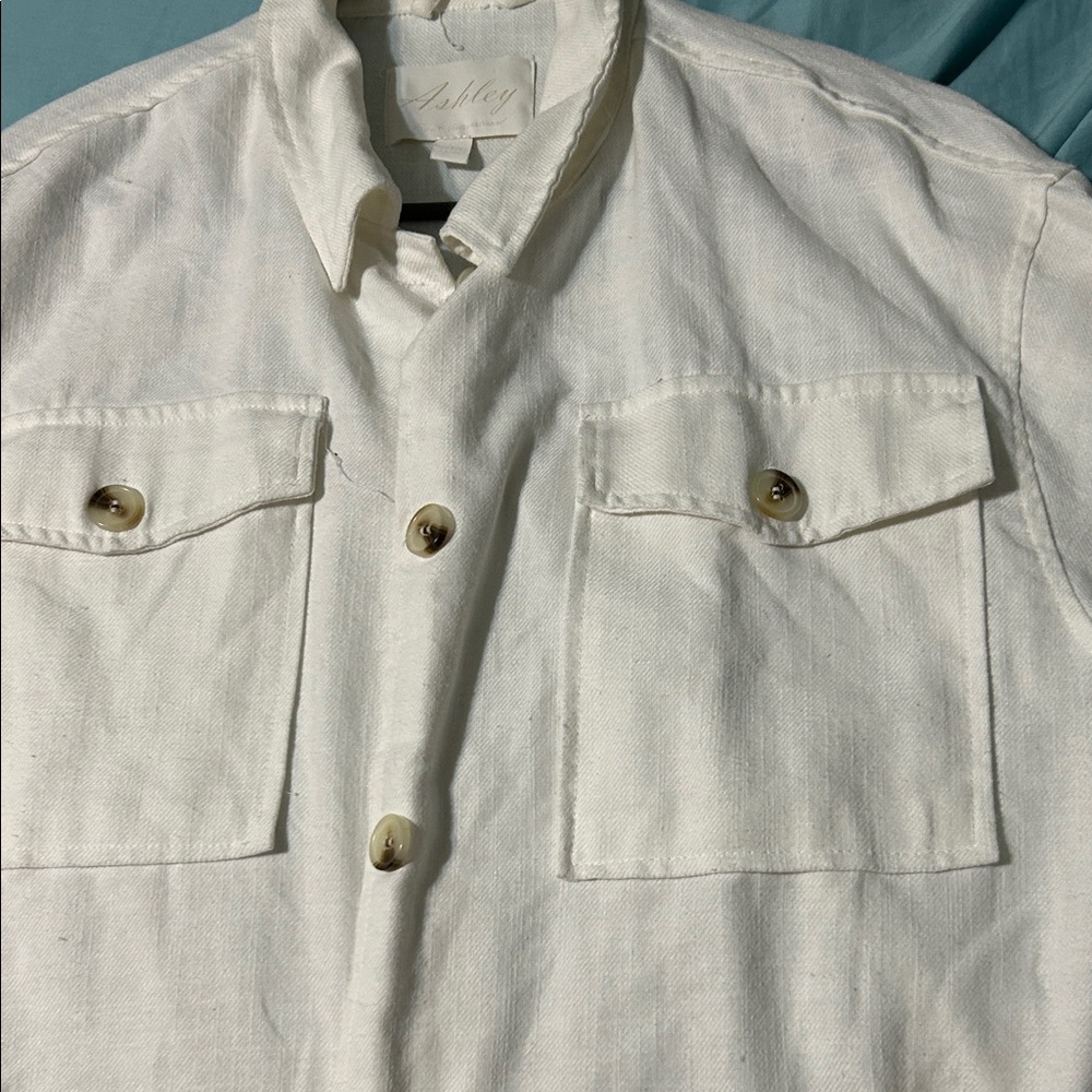 Ashley By 26 International Cream Button-Up Women Jacket size large Few stains. - Picture 14 of 14